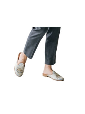 Vintage The Larkspur Collection Needlepoint Crab Tapestry Mules Flats Novelty